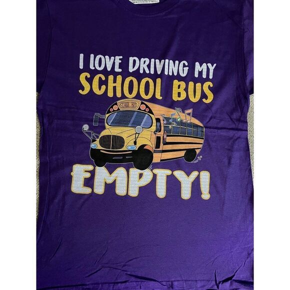 Brand New I Love Driving My School Bus Empty Women Tshirt Size Medium - Picture 2 of 4